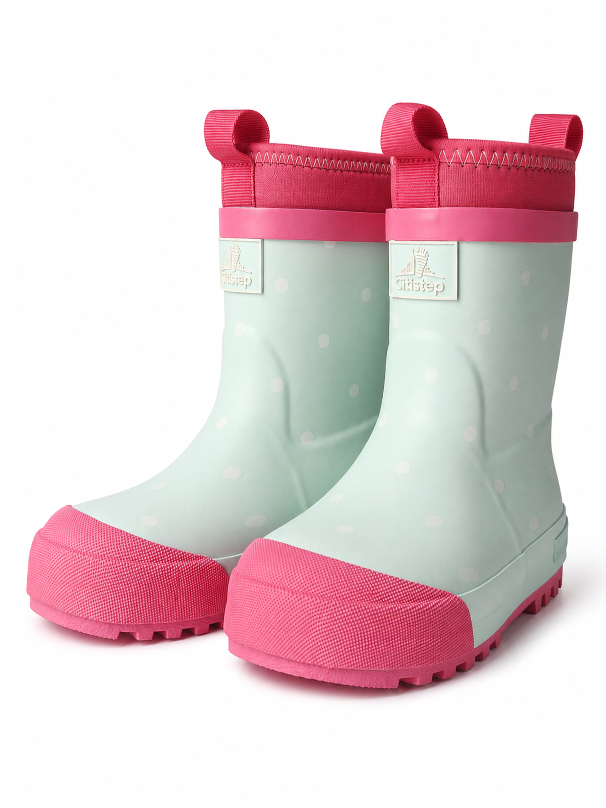 CITISTEP Brown & Cream Winter Rain Boots for Kids-Dot