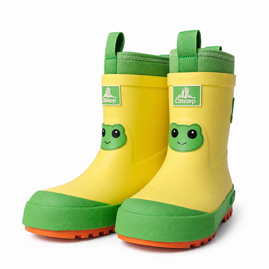 CITISTEP Brown & Cream Winter Rain Boots for Kids-Frog