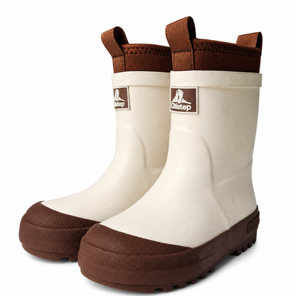 CITISTEP Brown & Cream Winter Rain Boots for Kids-Cream Cocoa