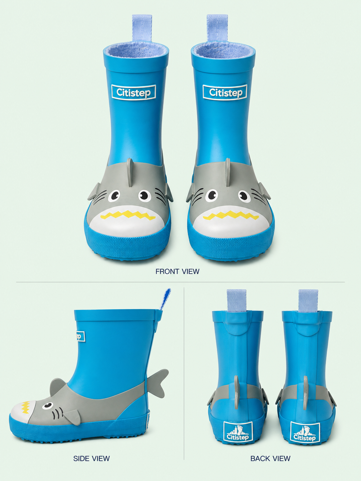CITISTEP 3D Animal Rain Boots-Shark