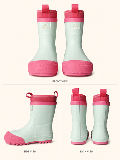 CITISTEP Brown & Cream Winter Rain Boots for Kids-Dot