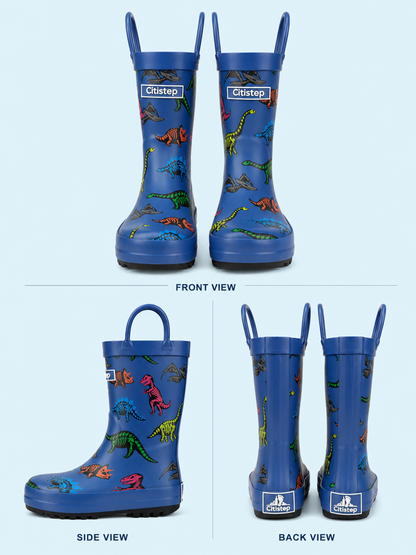 CITISTEP Printed Rain Boots for Kids-Dino Bone Secret