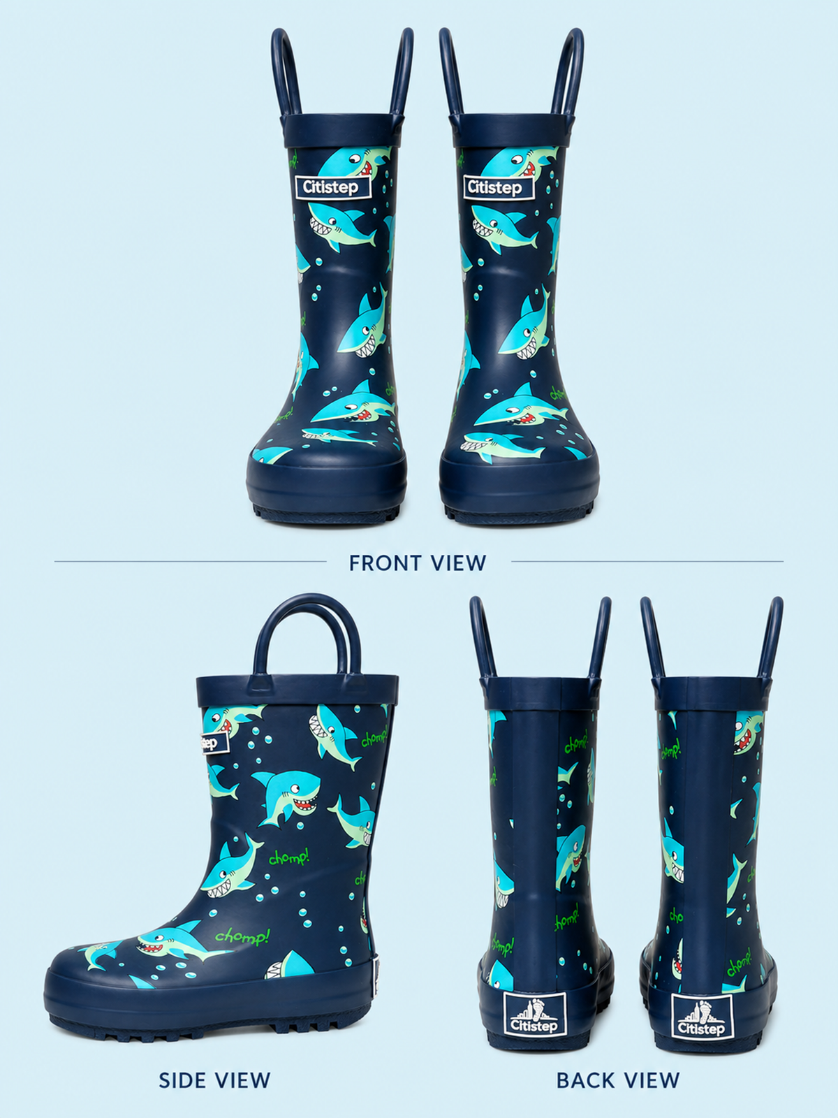 CITISTEP Printed Rain Boots for Kids-Shark