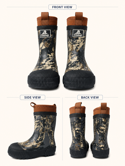 CITISTEP Brown & Cream Winter Rain Boots for Kids-Jungle Camo