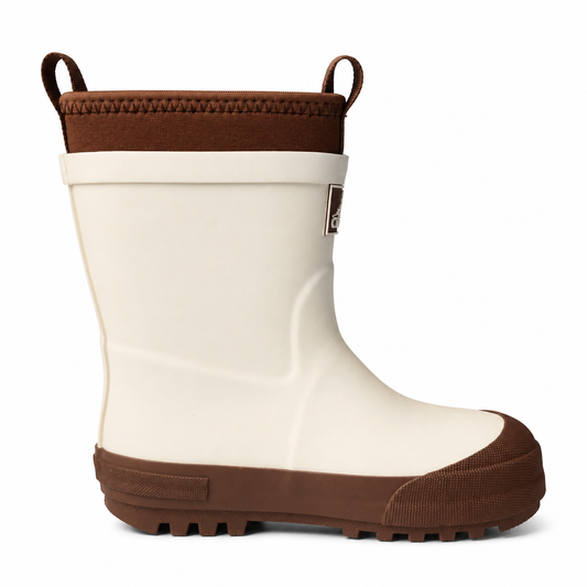 CITISTEP Brown & Cream Winter Rain Boots for Kids-Cream Cocoa