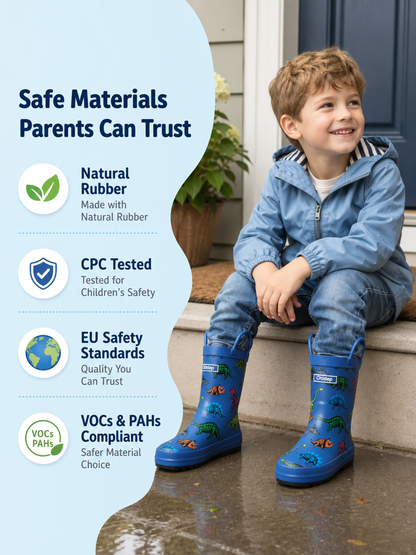 CITISTEP Printed Rain Boots for Kids-Dino Bone Secret