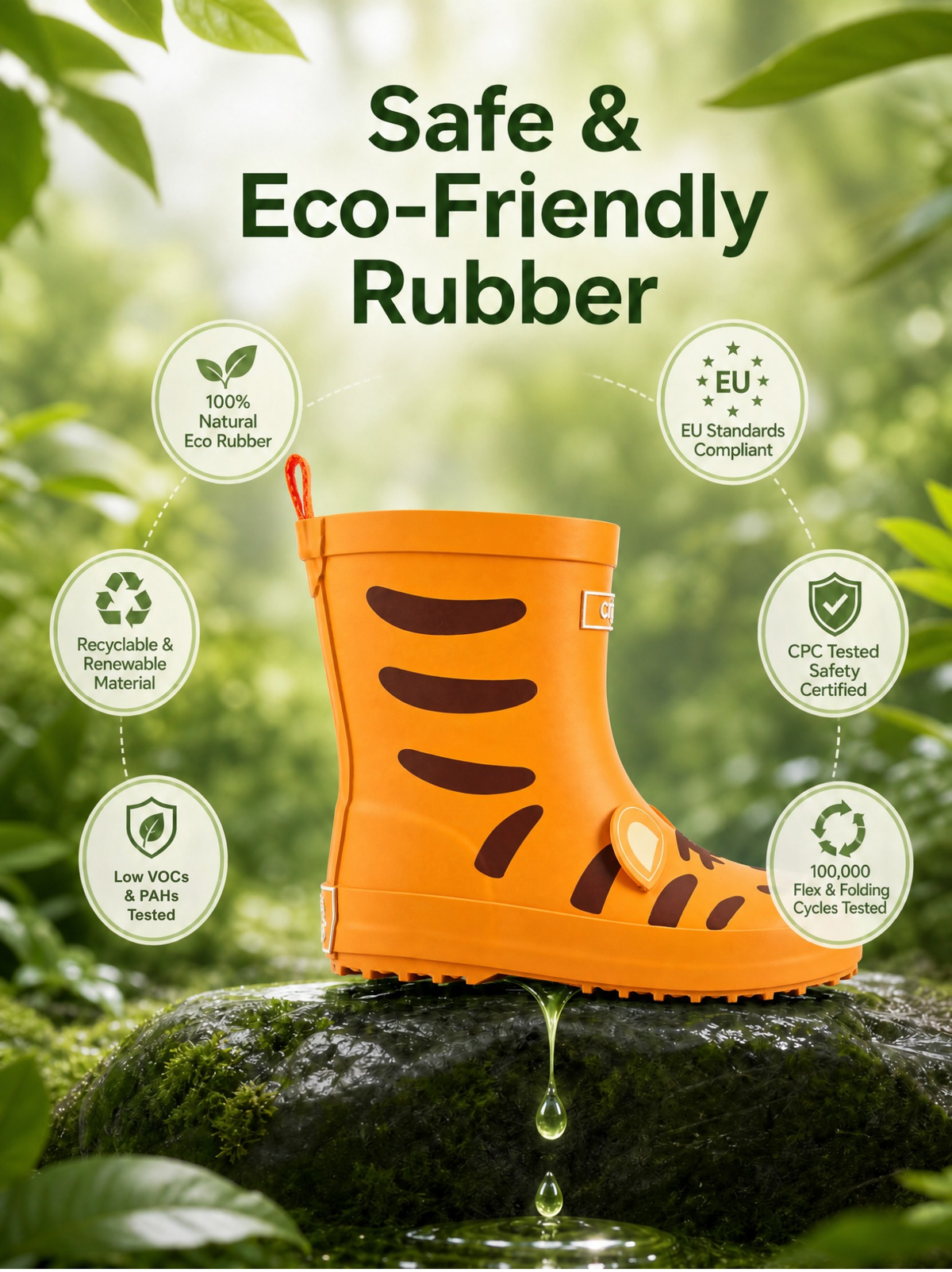 CITISTEP 3D Animal Rain Boots-Tiger