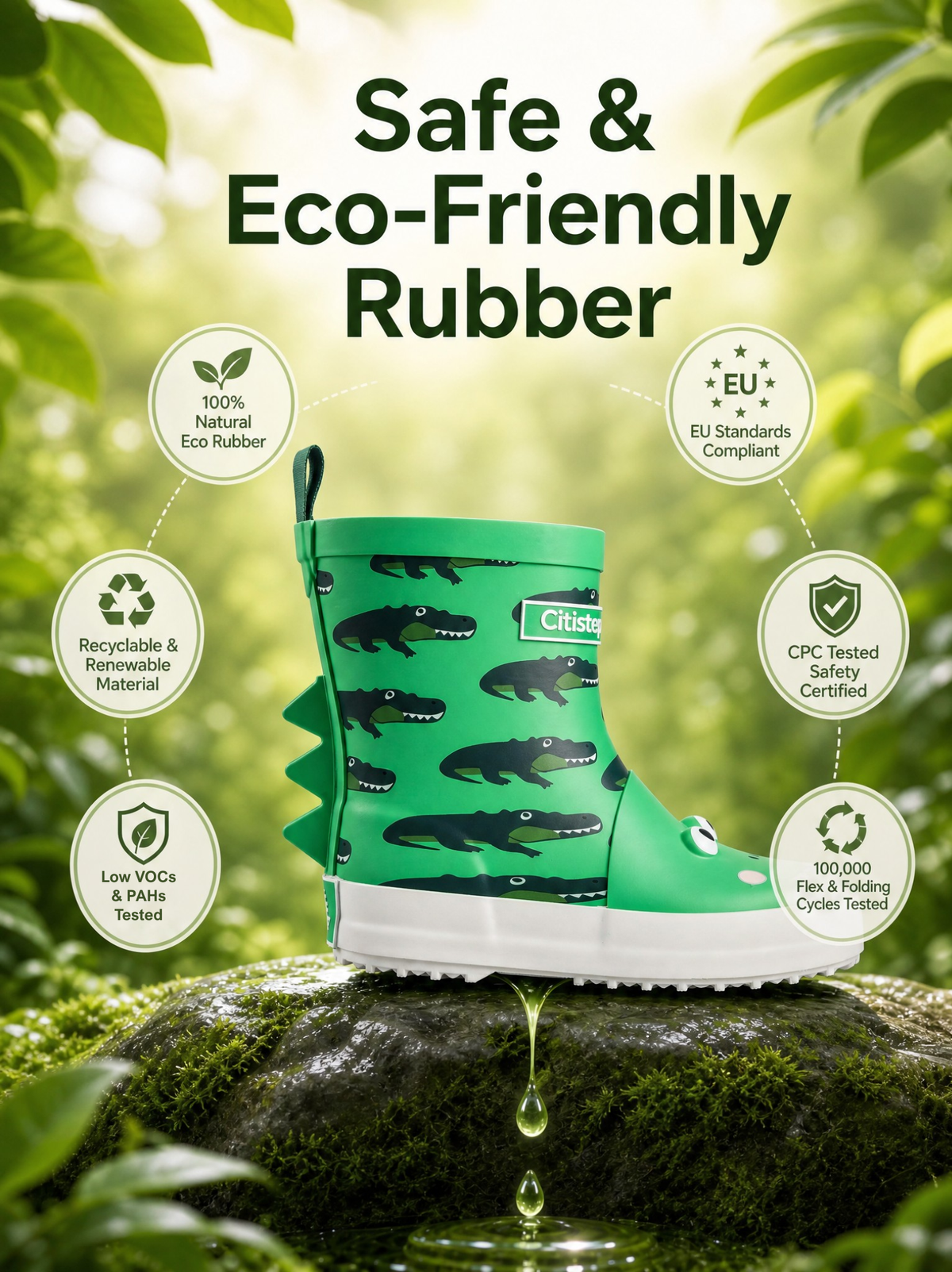 CITISTEP 3D Animal Rain Boots-crocodile