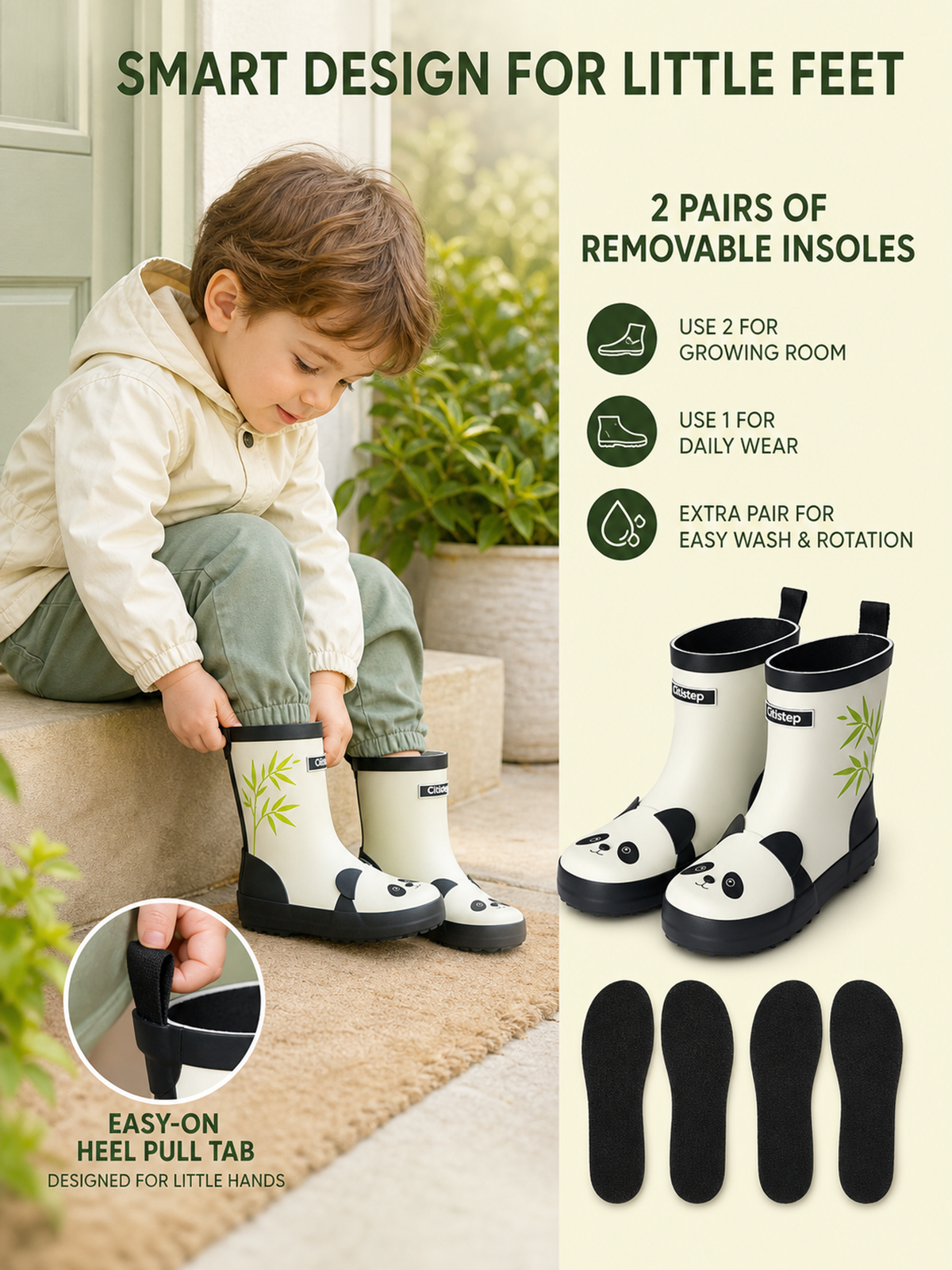 CITISTEP 3D Animal Rain Boots-PANDA