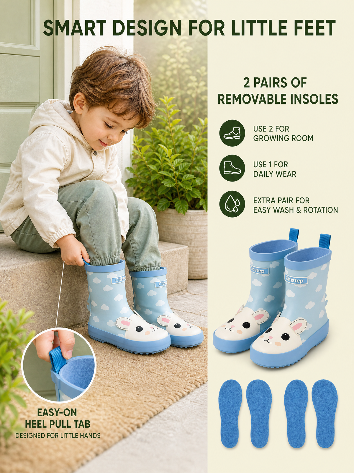CITISTEP 3D Animal Rain Boots-Rabbit