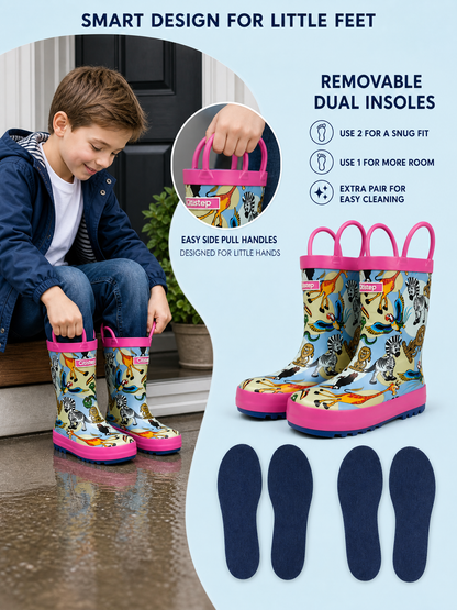 CITISTEP Printed Rain Boots for Kids-Zoo Carnival