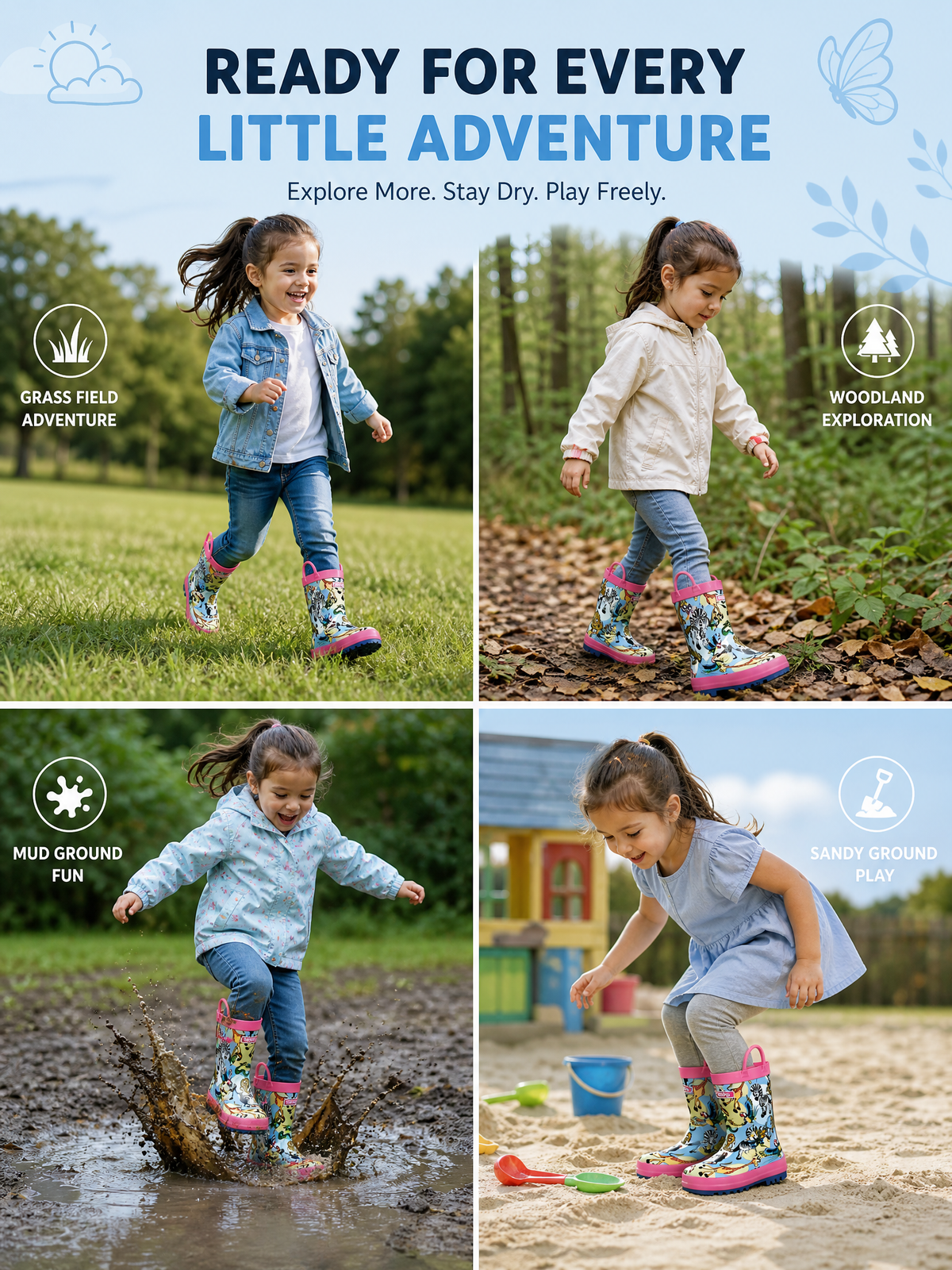 CITISTEP Printed Rain Boots for Kids-Zoo Carnival