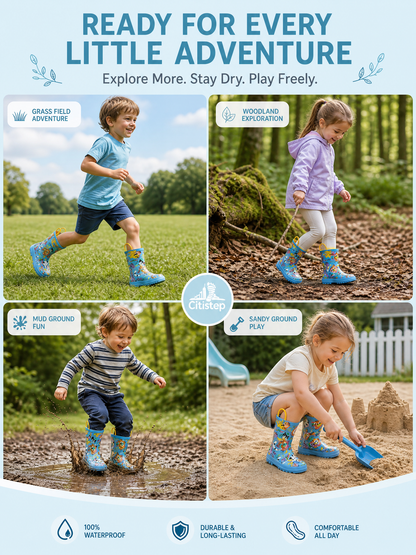 CITISTEP Printed Rain Boots for Kids-Cat
