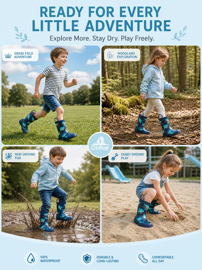 CITISTEP Printed Rain Boots for Kids-Shark