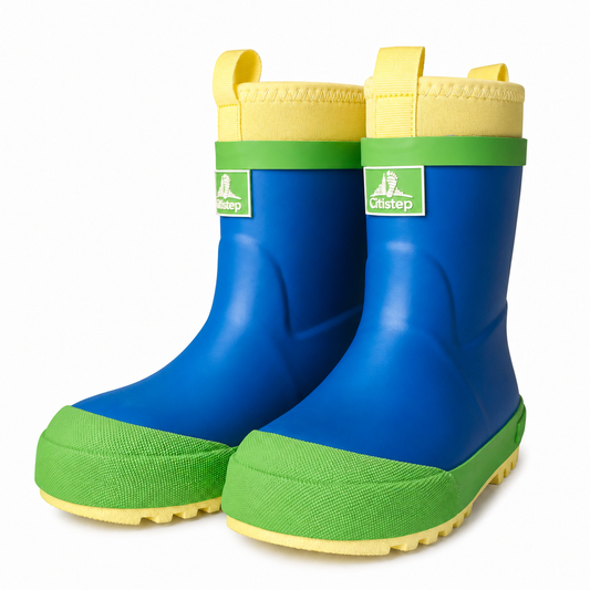 CITISTEP Brown & Cream Winter Rain Boots for Kids-Grass&Sky