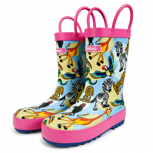CITISTEP Printed Rain Boots for Kids-Zoo Carnival