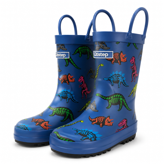 CITISTEP Printed Rain Boots for Kids-Dino Bone Secret